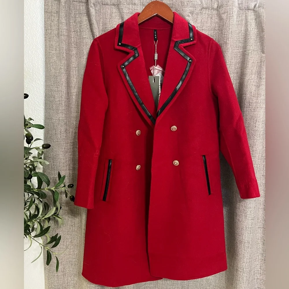 NWT Red Wool Coat - Picture 1 of 6